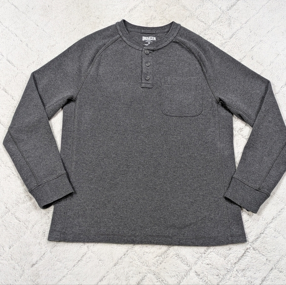 Duluth Trading Co Shirt Men's M Gray Burly Thermal Standard Fit Henley Cotton - Picture 1 of 7